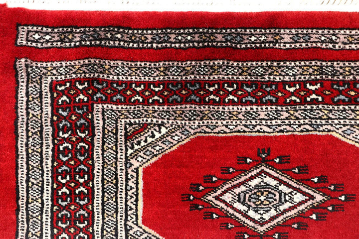 Red Pakistani Jaldar Rug 2' 5" x 9' 4" Hand-Knotted | No. QA22305