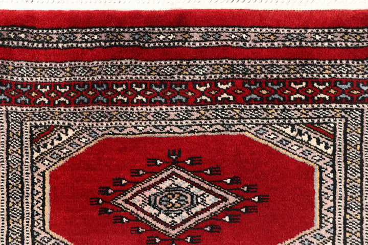 Red Pakistani Jaldar Rug 2' 5" x 9' 4" Hand-Knotted | No. QA22305