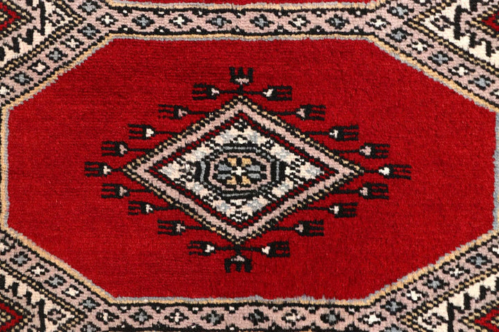 Red Pakistani Jaldar Rug 2' 5" x 9' 4" Hand-Knotted | No. QA22305