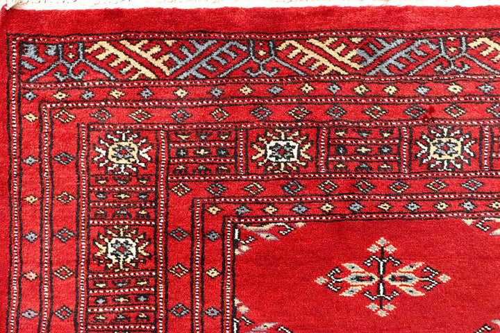 Red Pakistani Butterfly Rug 4' 2" x 6' 3" Hand-Knotted | No. QA22371