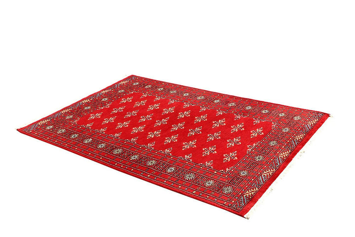 Red Pakistani Butterfly Rug 4' 2" x 6' 3" Hand-Knotted | No. QA22371
