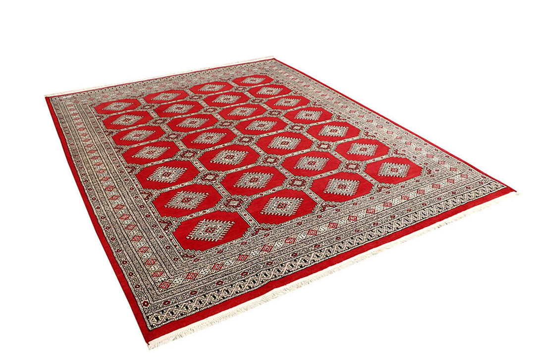 Firebrick Pakistani Jaldar Rug 6' 9" x 8' 2" Hand-Knotted | No. QA22447