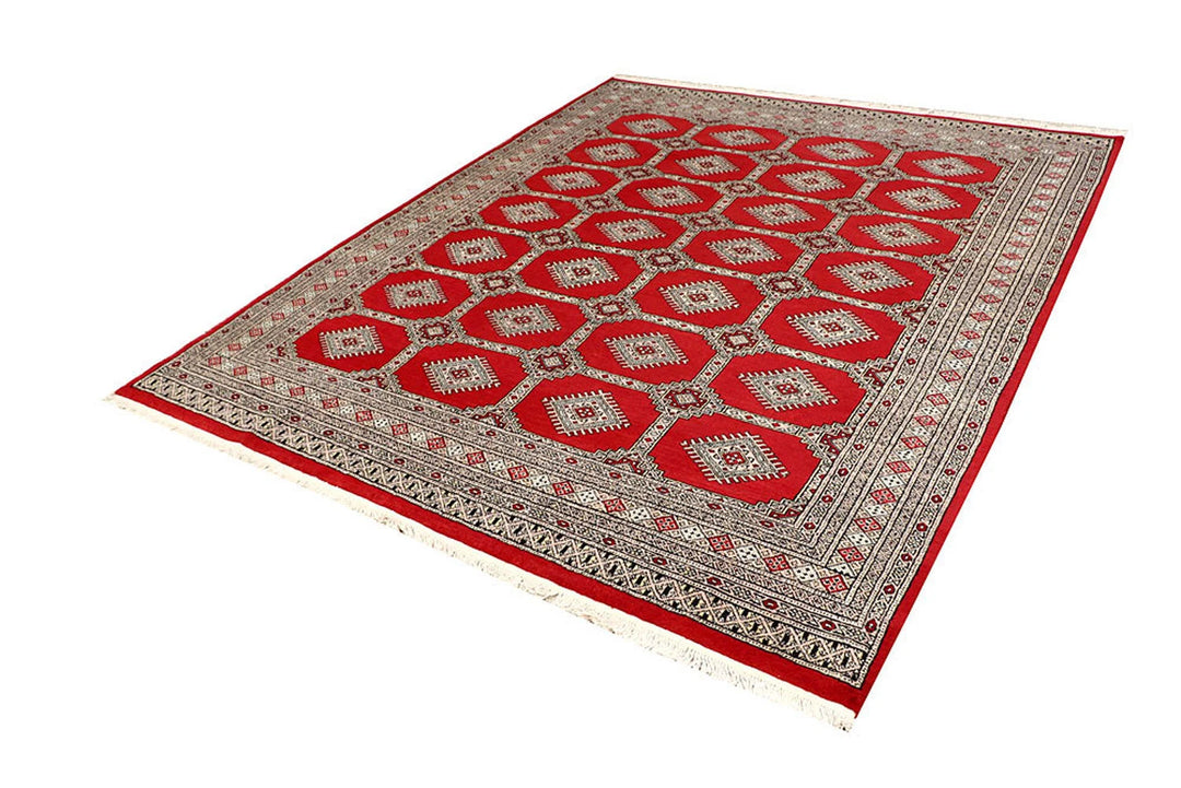 Firebrick Pakistani Jaldar Rug 6' 9" x 8' 2" Hand-Knotted | No. QA22447