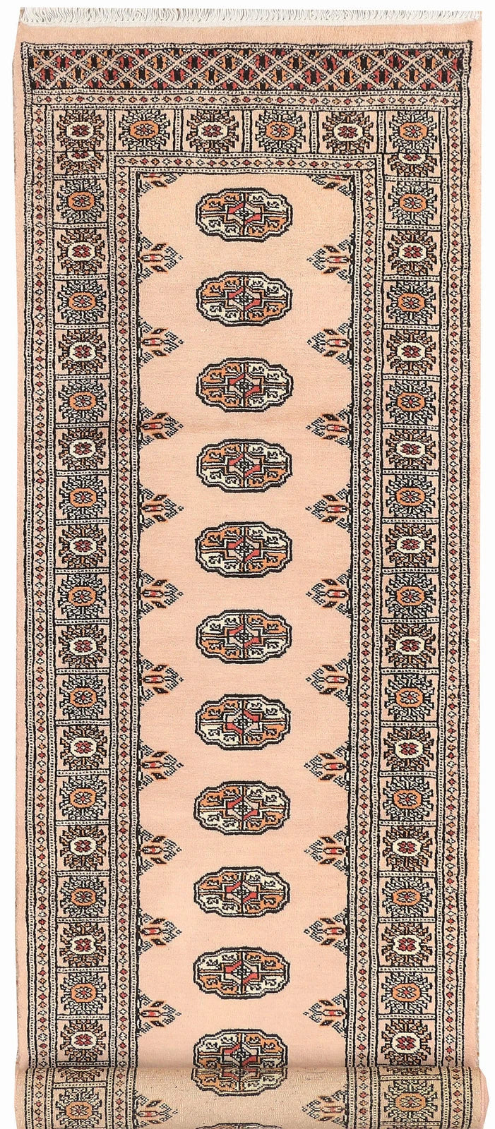 Antique White Pakistani Bokhara Rug 2' 6" x 8' 8" Hand-Knotted | No. QA22497