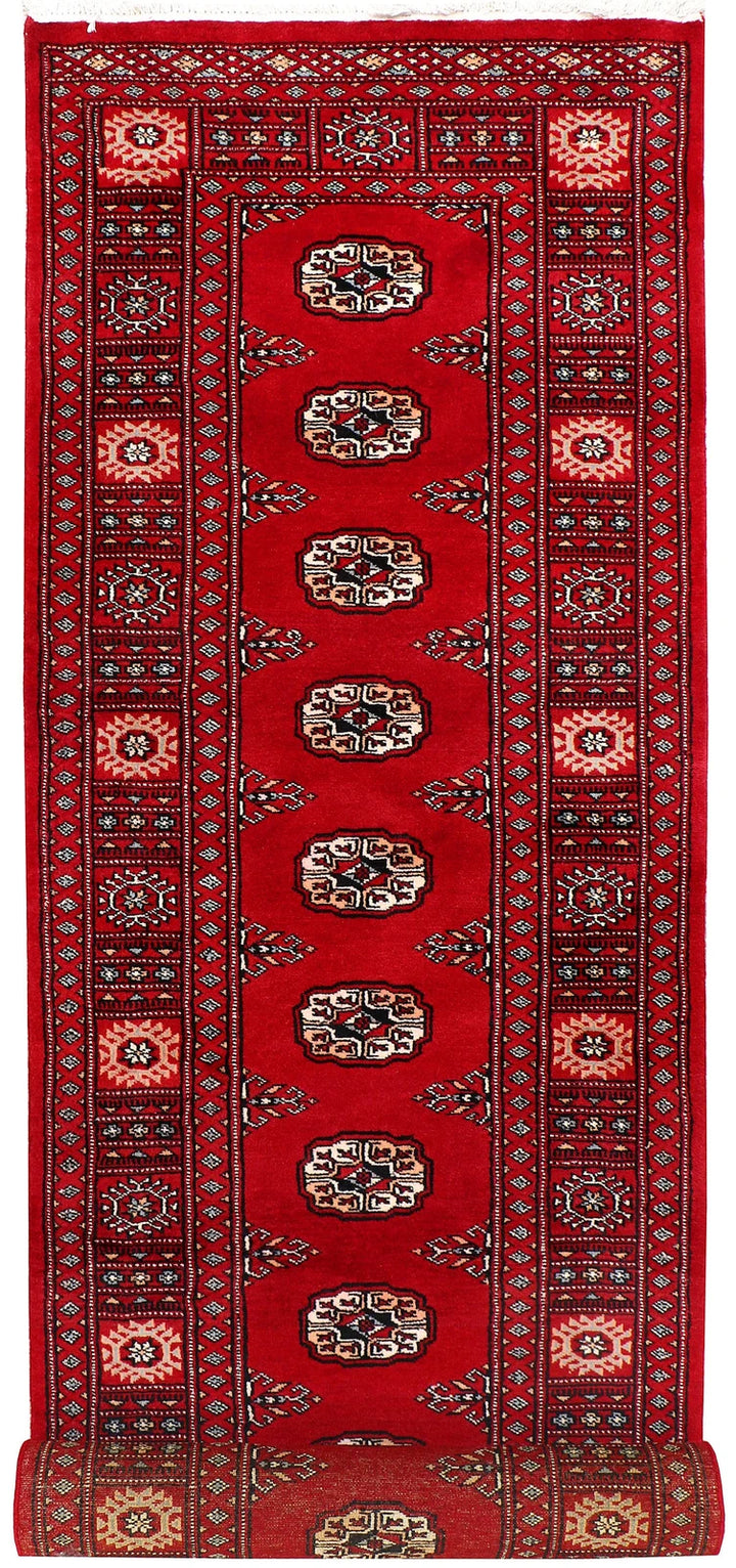 Red Pakistani Bokhara Rug 2' 11" x 10' 2" Hand-Knotted | No. QA22702