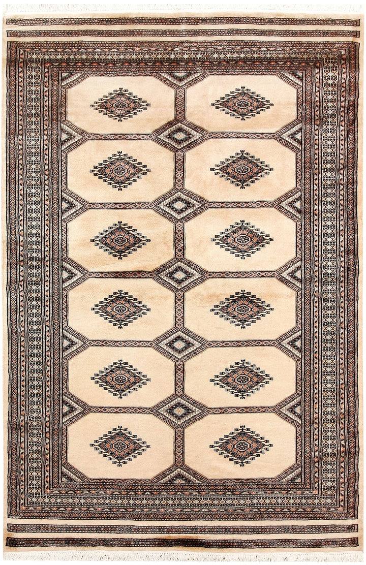 Brown Pakistani Jaldar Rug 4' 7" x 7' 1" Hand-Knotted | No. QA22732