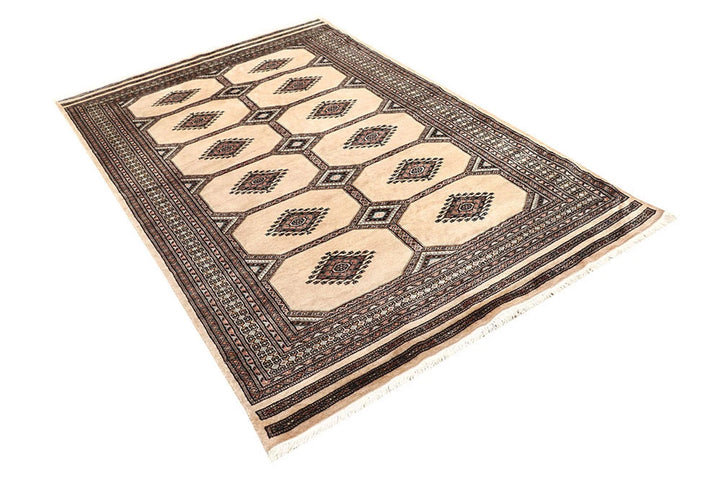Brown Pakistani Jaldar Rug 4' 7" x 7' 1" Hand-Knotted | No. QA22732