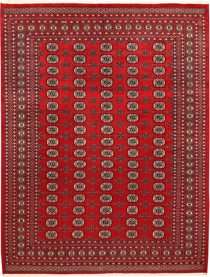Red Pakistani Bokhara Rug 8' x 10'4" Hand-Knotted | No. QA22750