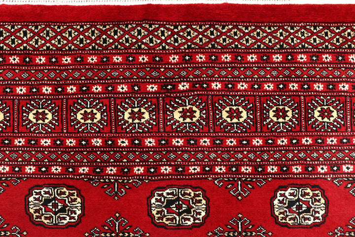 Red Pakistani Bokhara Rug 8' x 10'4" Hand-Knotted | No. QA22750