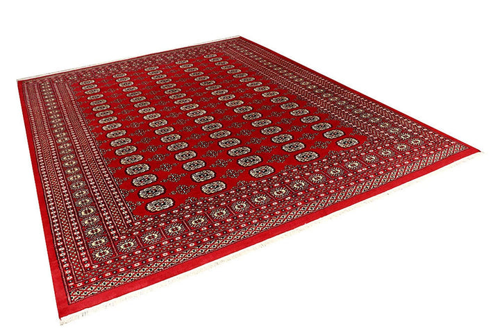 Red Pakistani Bokhara Rug 8' x 10'4" Hand-Knotted | No. QA22750