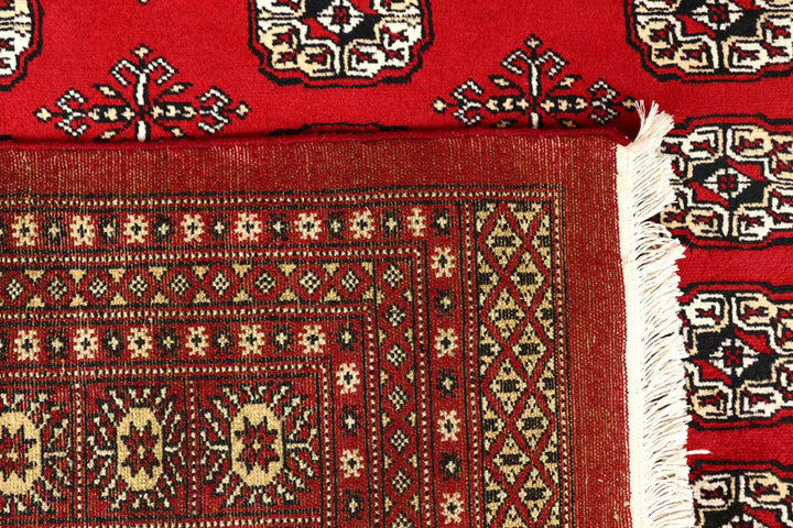 Red Pakistani Bokhara Rug 8' x 10'4" Hand-Knotted | No. QA22750