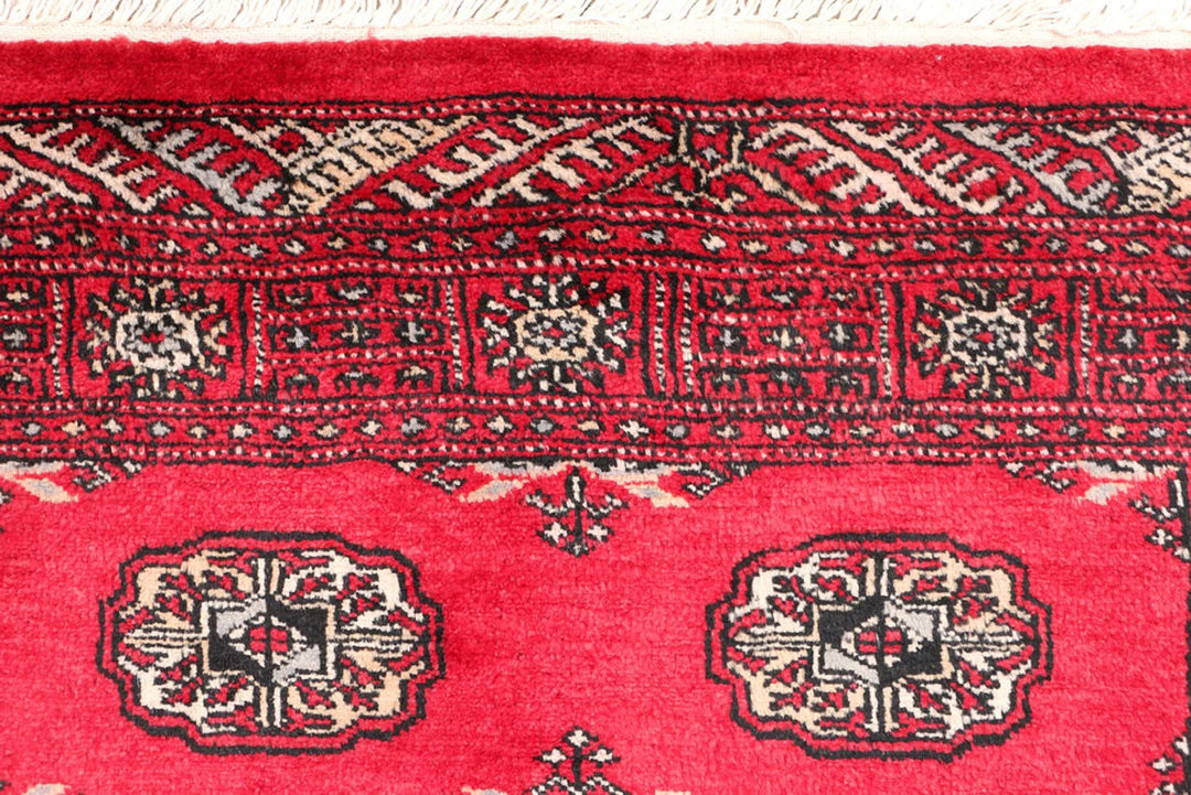 Dark Red Pakistani Bokhara Rug 3' 2" x 5' Hand-Knotted | No. QA22803
