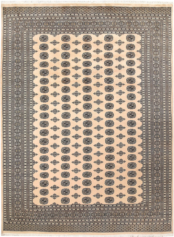 Brown Pakistani Bokhara Rug 9' 4" x 12' 6" Hand-Knotted | No. QA22850