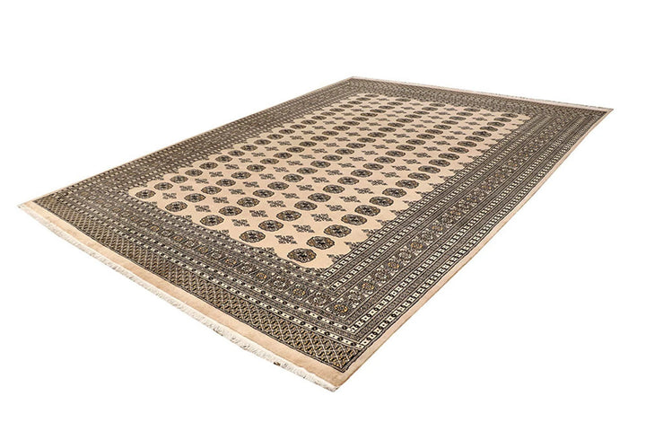 Brown Pakistani Bokhara Rug 9' 4" x 12' 6" Hand-Knotted | No. QA22850
