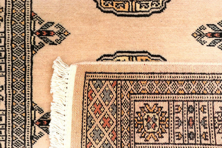 Antique White Pakistani Bokhara Rug 2' 7" x 8' 8" Hand-Knotted | No. QA22868
