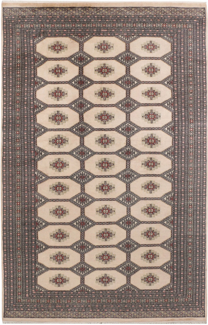 Brown Pakistani Jaldar Rug 6' 7" x 10' 4" Hand-Knotted | No. QA22869