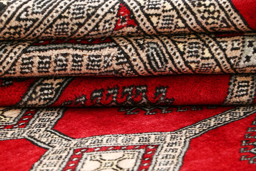 Red Pakistani Jaldar Rug 5' 1" x 8' 2" Hand-Knotted | No. QA22895