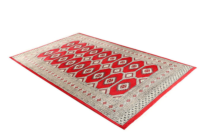 Red Pakistani Jaldar Rug 5' 1" x 8' 2" Hand-Knotted | No. QA22895