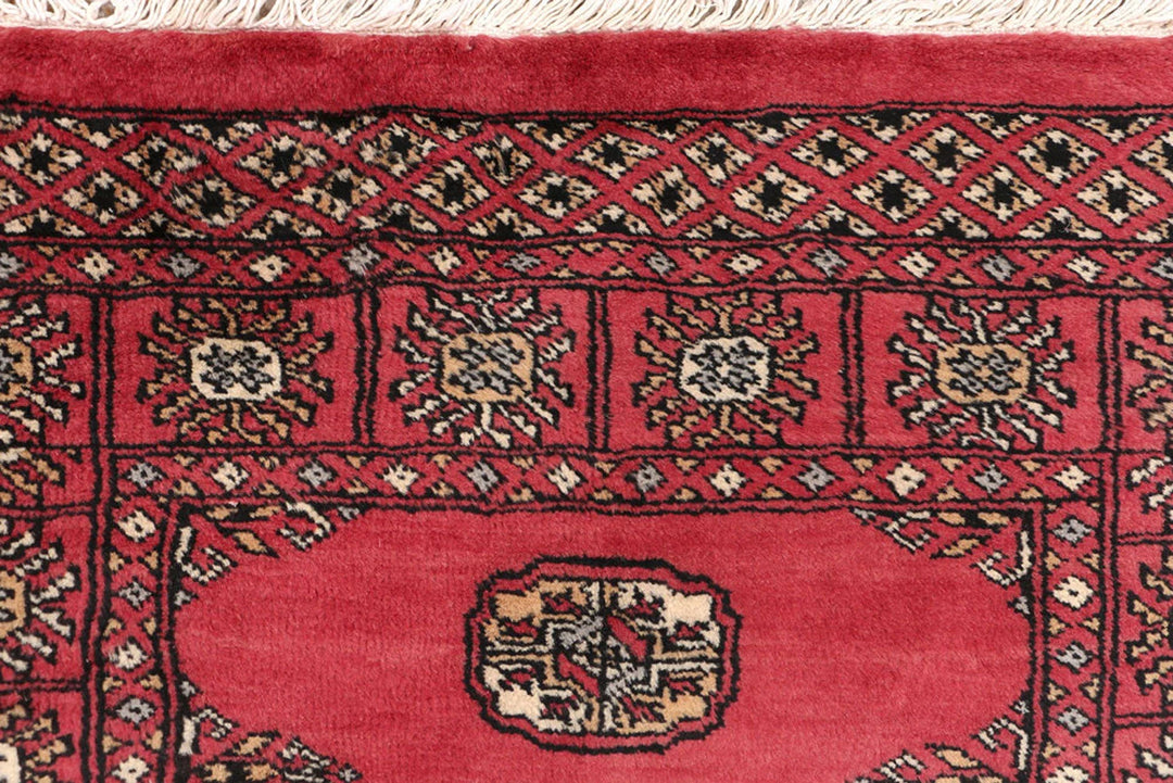 Red Bokhara Rug 2' 6" x 13' 1" Hand-Knotted | No. QA22956
