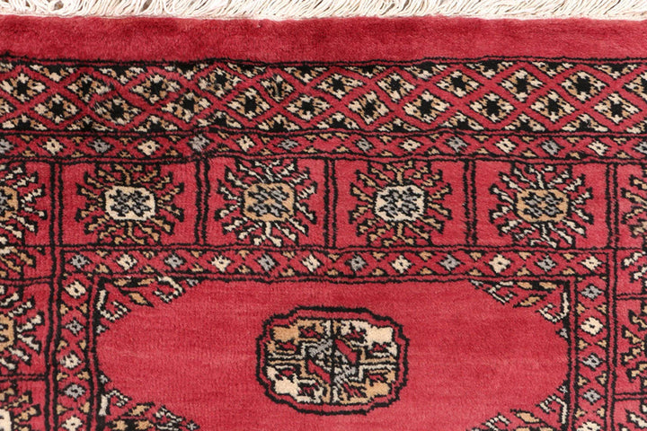 Red Bokhara Rug 2' 6" x 13' 1" Hand-Knotted | No. QA22956