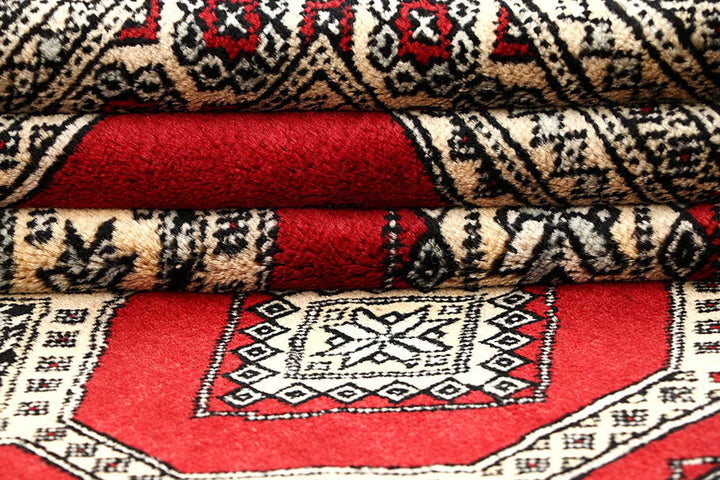 Red Pakistani Jaldar Rug 5' 7" x 9' Hand-Knotted | No. QA22988