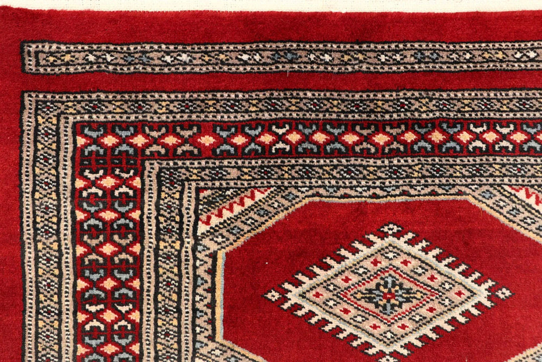 Red Pakistani Jaldar Rug 2' 4" x 8' 10" Hand-Knotted | No. QA22992