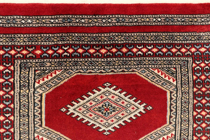 Red Pakistani Jaldar Rug 2' 4" x 8' 10" Hand-Knotted | No. QA22992