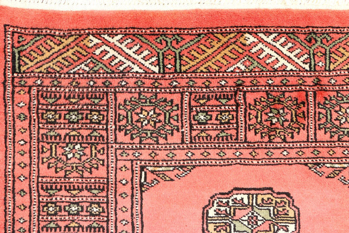 Salmon Pakistani Bokhara Rug 2' 7" x 9' 8" Hand-Knotted | No. QA22999