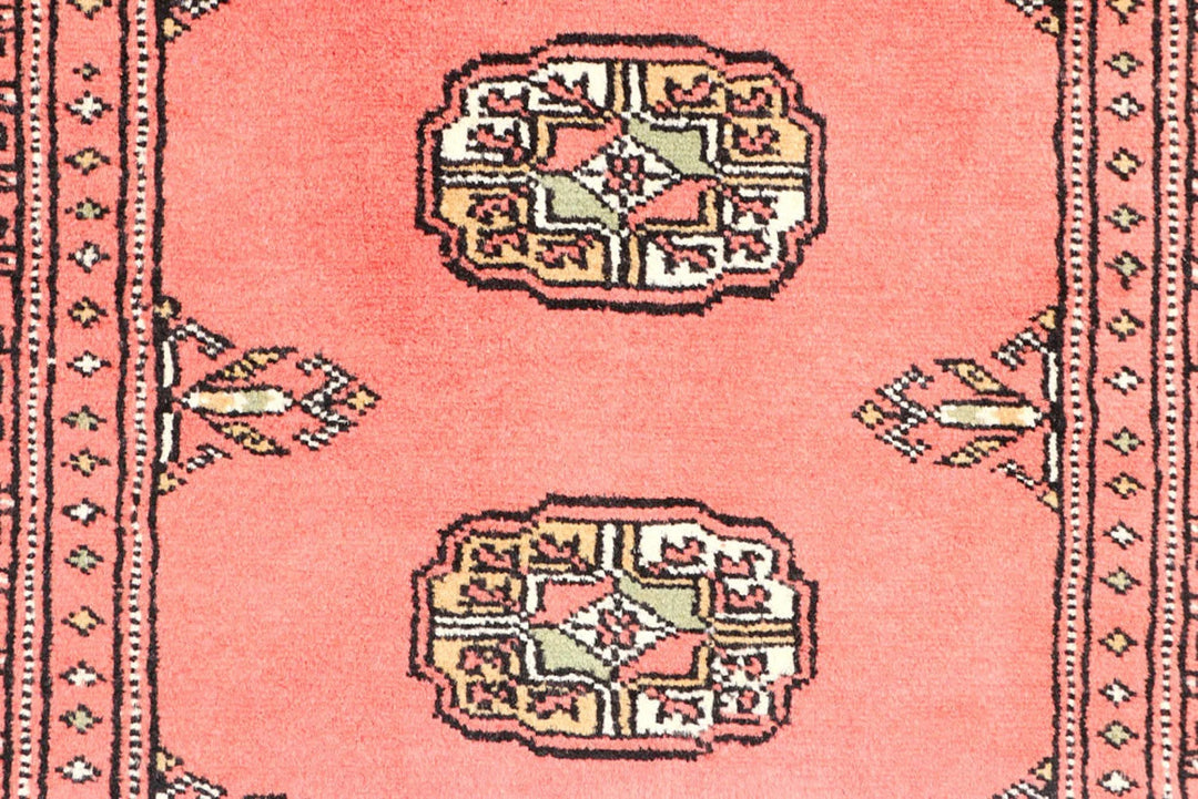 Salmon Pakistani Bokhara Rug 2' 7" x 9' 8" Hand-Knotted | No. QA22999
