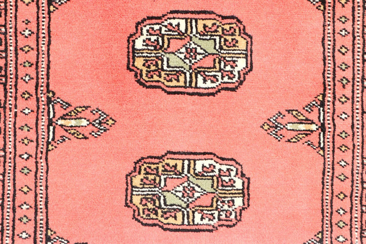 Salmon Pakistani Bokhara Rug 2' 7" x 9' 8" Hand-Knotted | No. QA22999