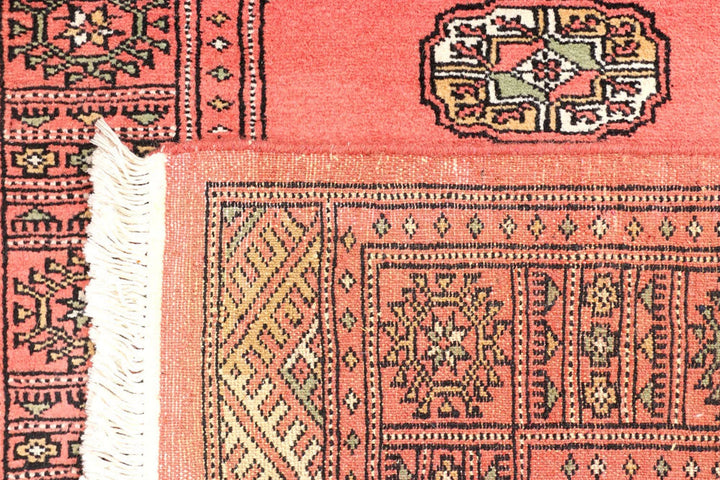 Salmon Pakistani Bokhara Rug 2' 7" x 9' 8" Hand-Knotted | No. QA22999
