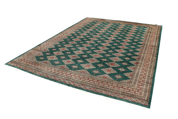 Sea Green Pakistani Jaldar Rug 8' x 11' 2" Hand-Knotted | No. QA23021
