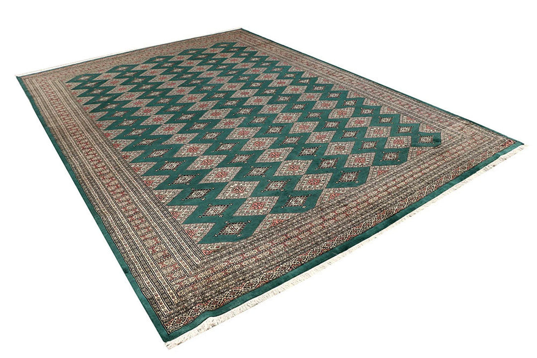 Sea Green Pakistani Jaldar Rug 8' x 11' 2" Hand-Knotted | No. QA23021