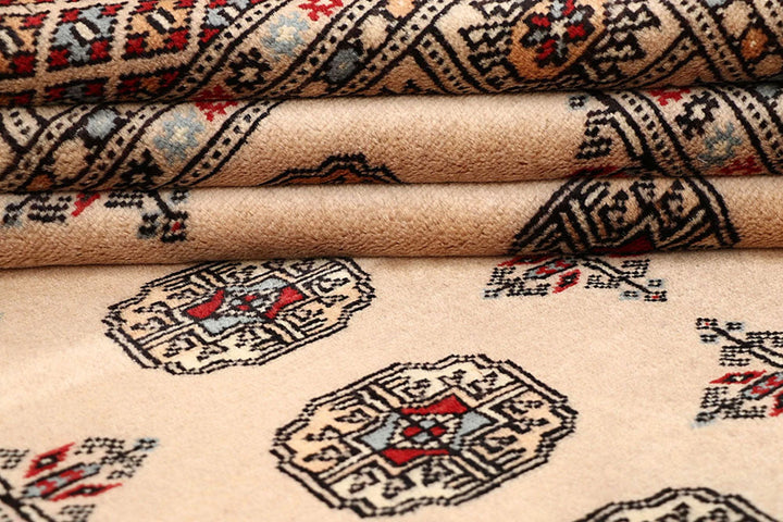Brown Pakistani Bokhara Rug 4' 1" x 5' 9" Hand-Knotted | No. QA23174