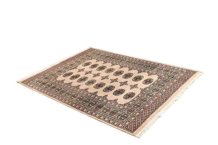 Brown Pakistani Bokhara Rug 4' 1" x 5' 9" Hand-Knotted | No. QA23174