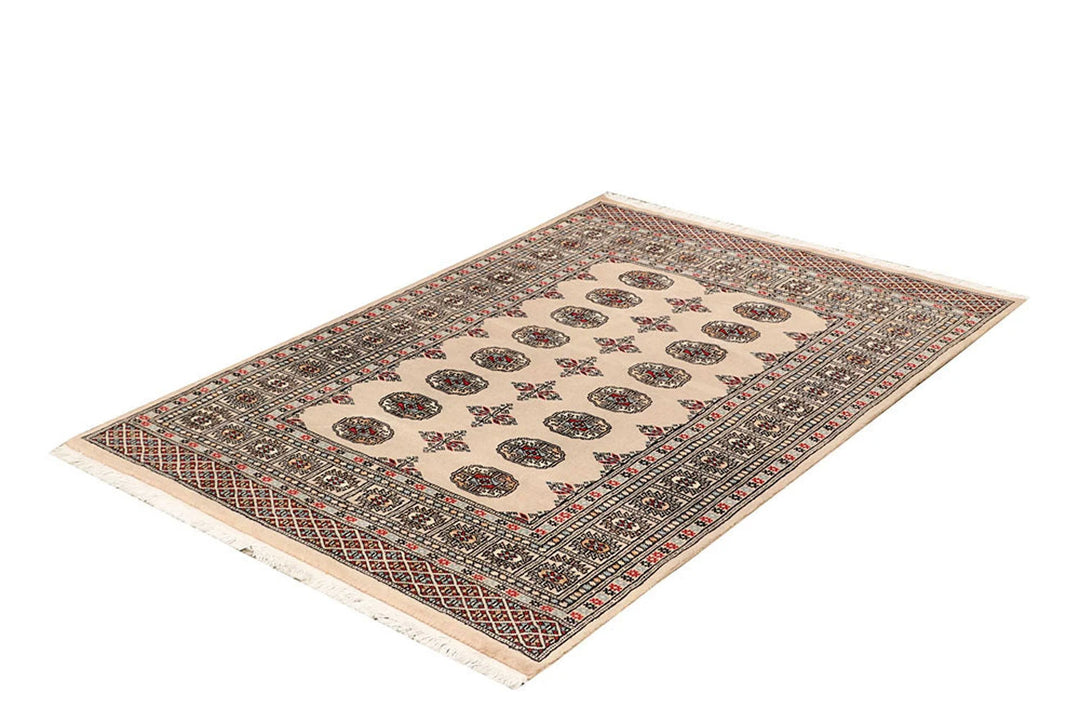 Brown Pakistani Bokhara Rug 4' 1" x 5' 9" Hand-Knotted | No. QA23174