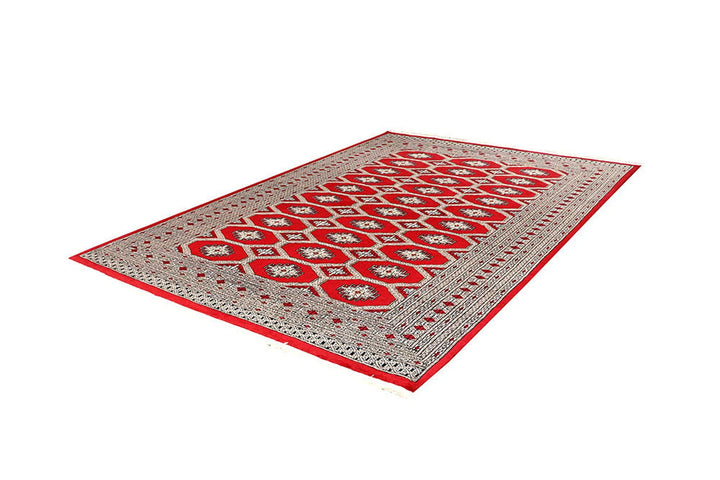 Red Pakistani Jaldar Rug 6' 1" x 9' Hand-Knotted | No. QA23177