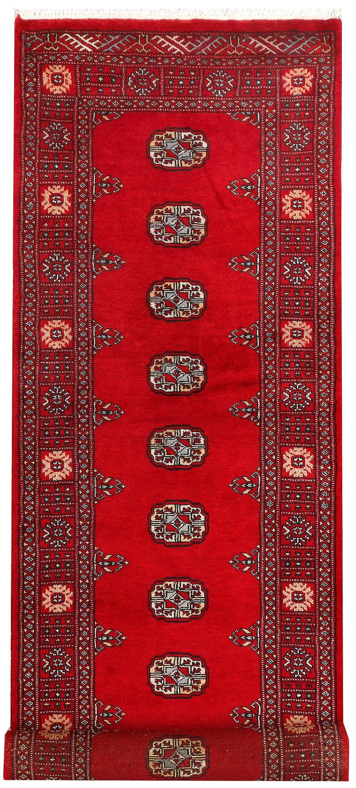 Dark Red Bokhara Rug 2' 7" x 9' 3" Hand-Knotted | No. QA23266