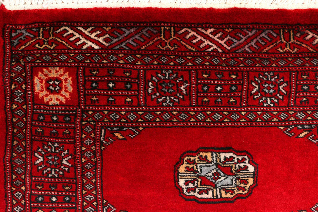Dark Red Bokhara Rug 2' 7" x 9' 3" Hand-Knotted | No. QA23266