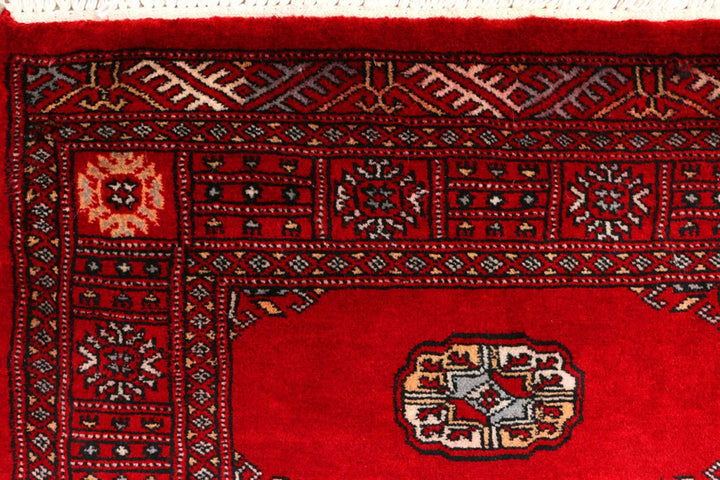 Dark Red Bokhara Rug 2' 7" x 9' 3" Hand-Knotted | No. QA23266