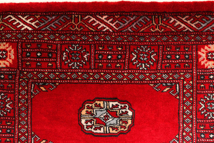 Dark Red Bokhara Rug 2' 7" x 9' 3" Hand-Knotted | No. QA23266