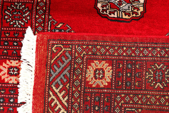 Dark Red Bokhara Rug 2' 7" x 9' 3" Hand-Knotted | No. QA23266