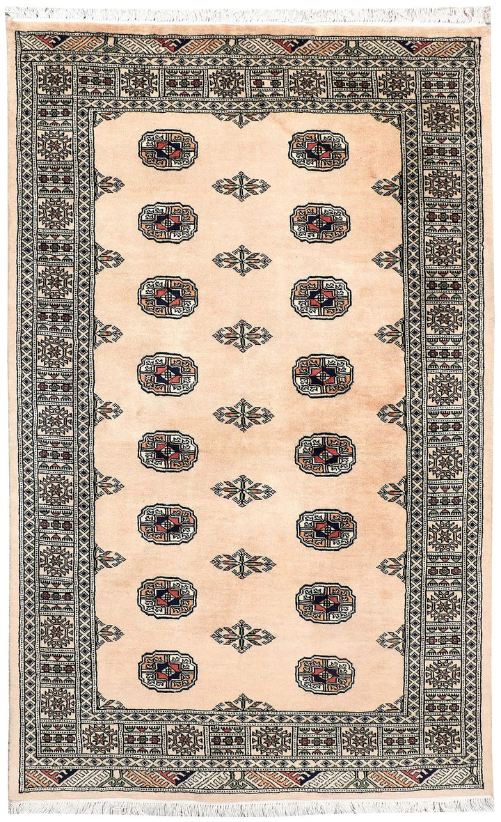 Brown Pakistani Bokhara Rug 4' x 6'5" Hand-Knotted | No. QA23371