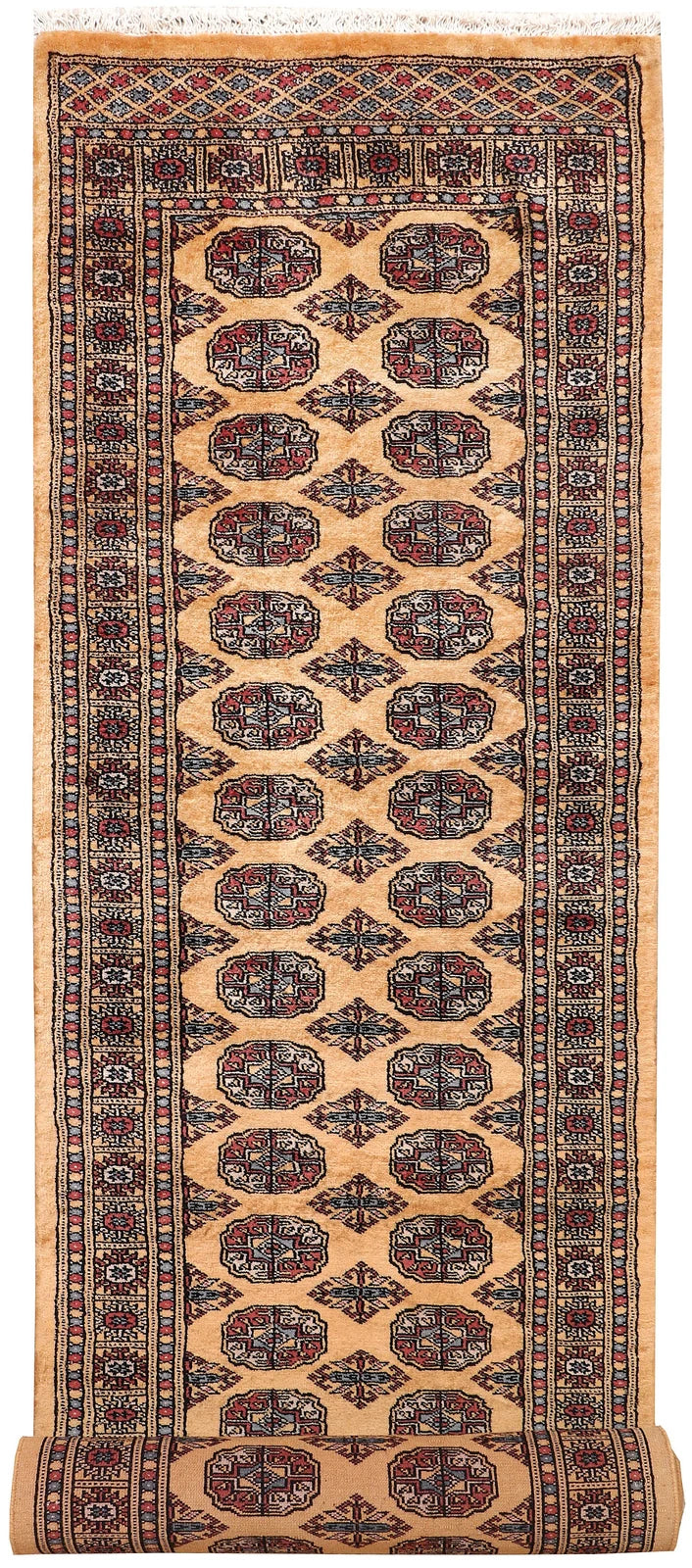 Navajo White Pakistani Bokhara Rug 2' 7" x 10' 2" Hand-Knotted | No. QA23378