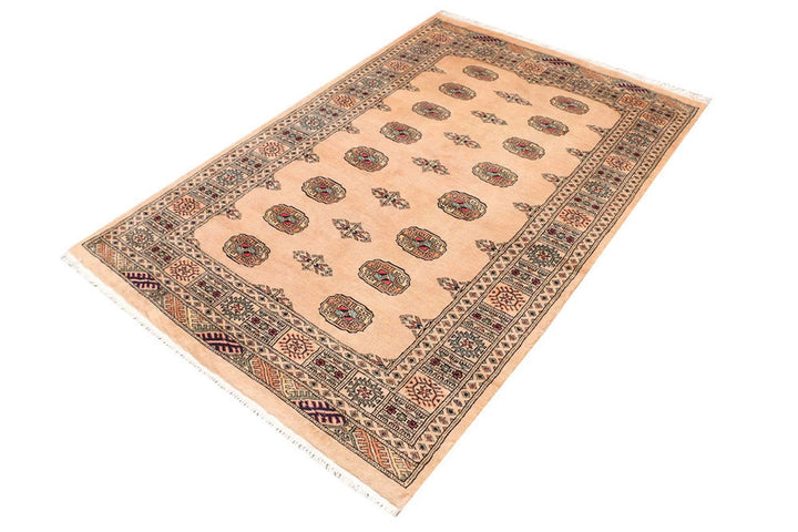 Navajo White Pakistani Bokhara Rug 4' x 6' 4" Hand-Knotted | No. QA23446