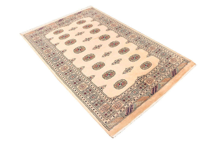 Navajo White Pakistani Bokhara Rug 4' x 6' 4" Hand-Knotted | No. QA23446