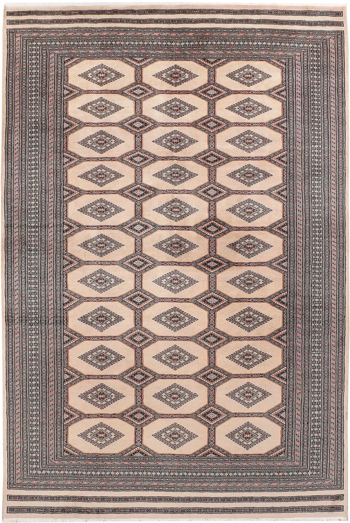 Brown Pakistani Jaldar Rug 6' 7" x 9' 9" Hand-Knotted | No. QA23447
