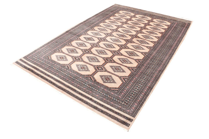 Brown Pakistani Jaldar Rug 6' 7" x 9' 9" Hand-Knotted | No. QA23447