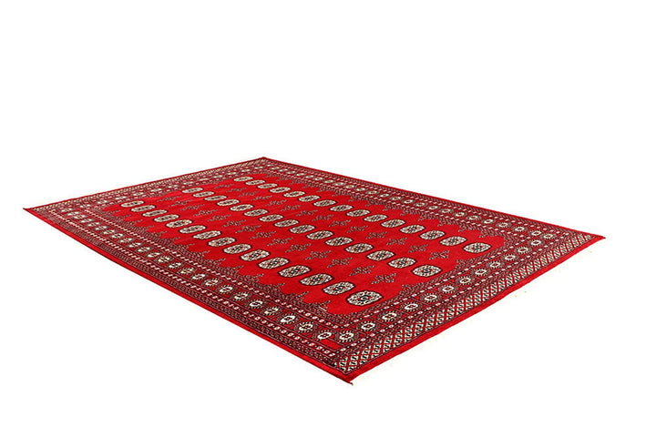 Red Pakistani Bokhara Rug 6' x 8'9" Hand-Knotted | No. QA23572