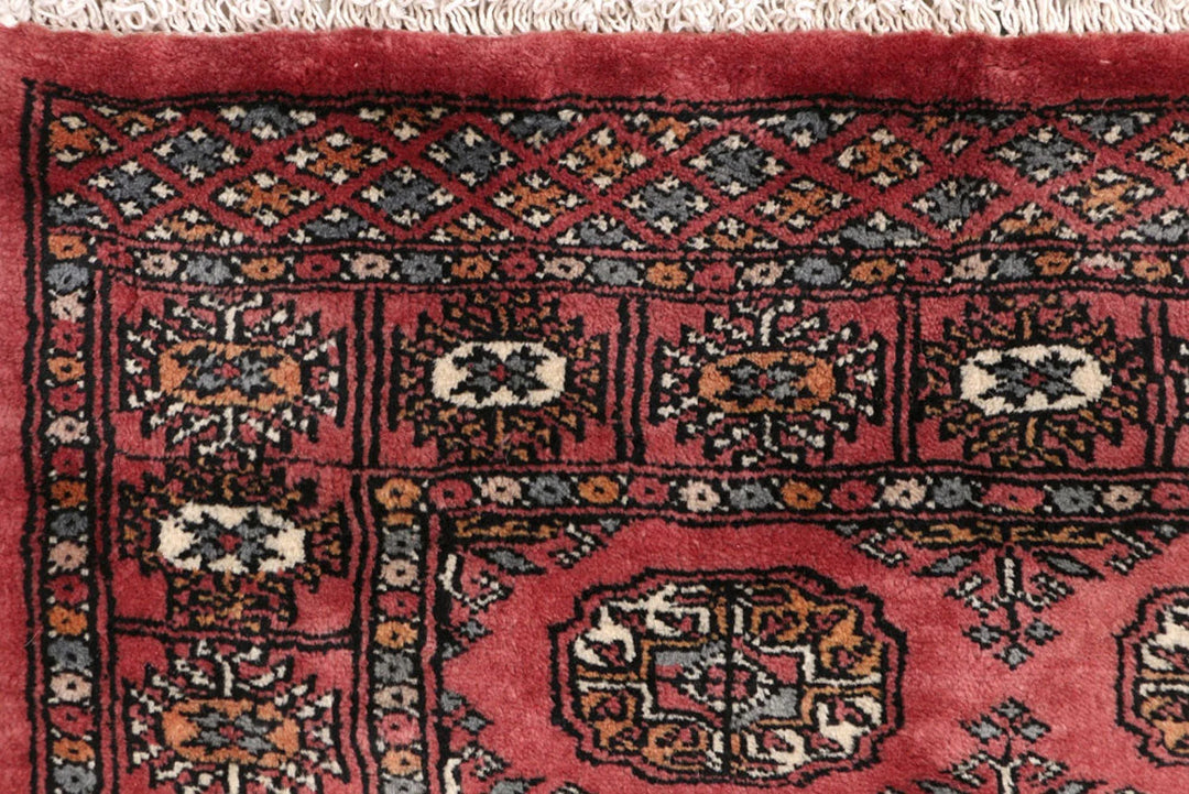 Red Bokhara Rug 2' 8" x 14' 6" Hand-Knotted | No. QA23586